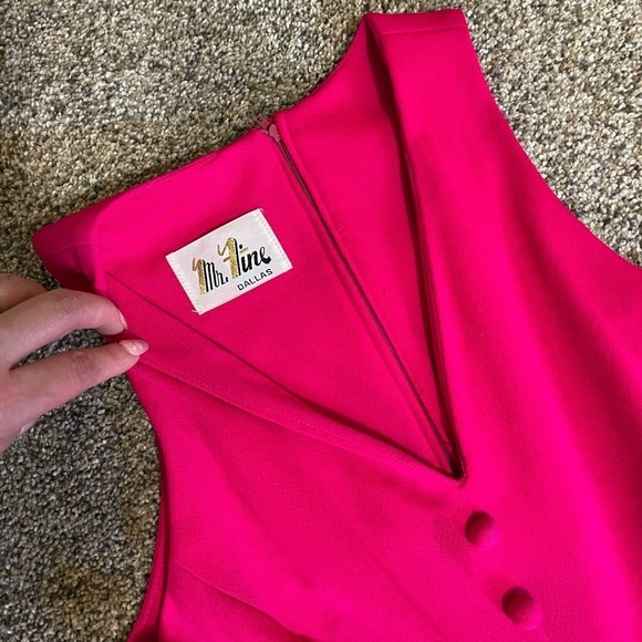 Mr. Fine Dallas Vintage 70s Bright Pink Romper Jumpsuit Bell Bottoms SM / Medium - Picture 3 of 10